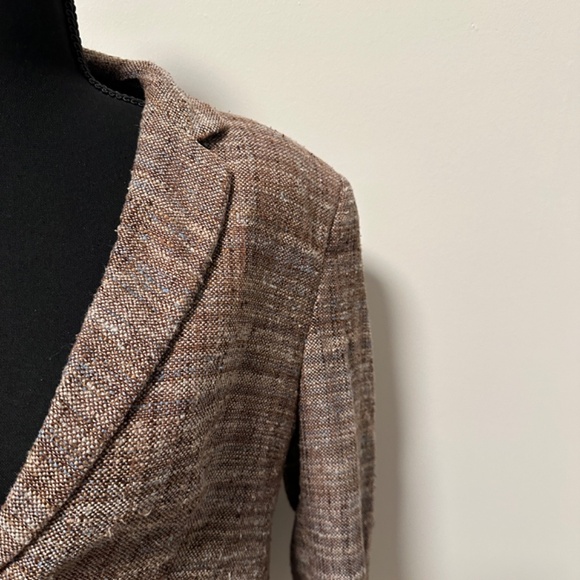 **ZANELLA* "Brown Blazer Platinum Suit Jacket Size 10 - Picture 3 of 7